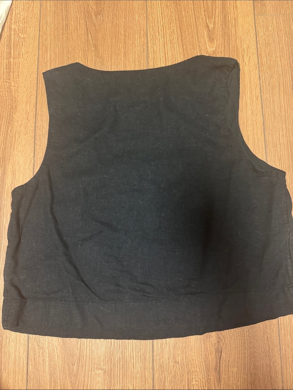 Abercrombie & Fitch Black linen Square-Neck Crop Top - Picture 4 of 4